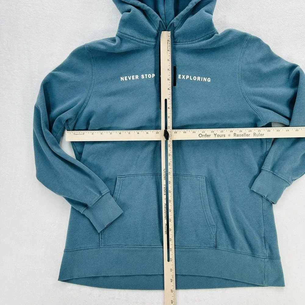 The North Face Hoodie Mens Large Blue Never Stop Exploring Pullover Fleece Logo